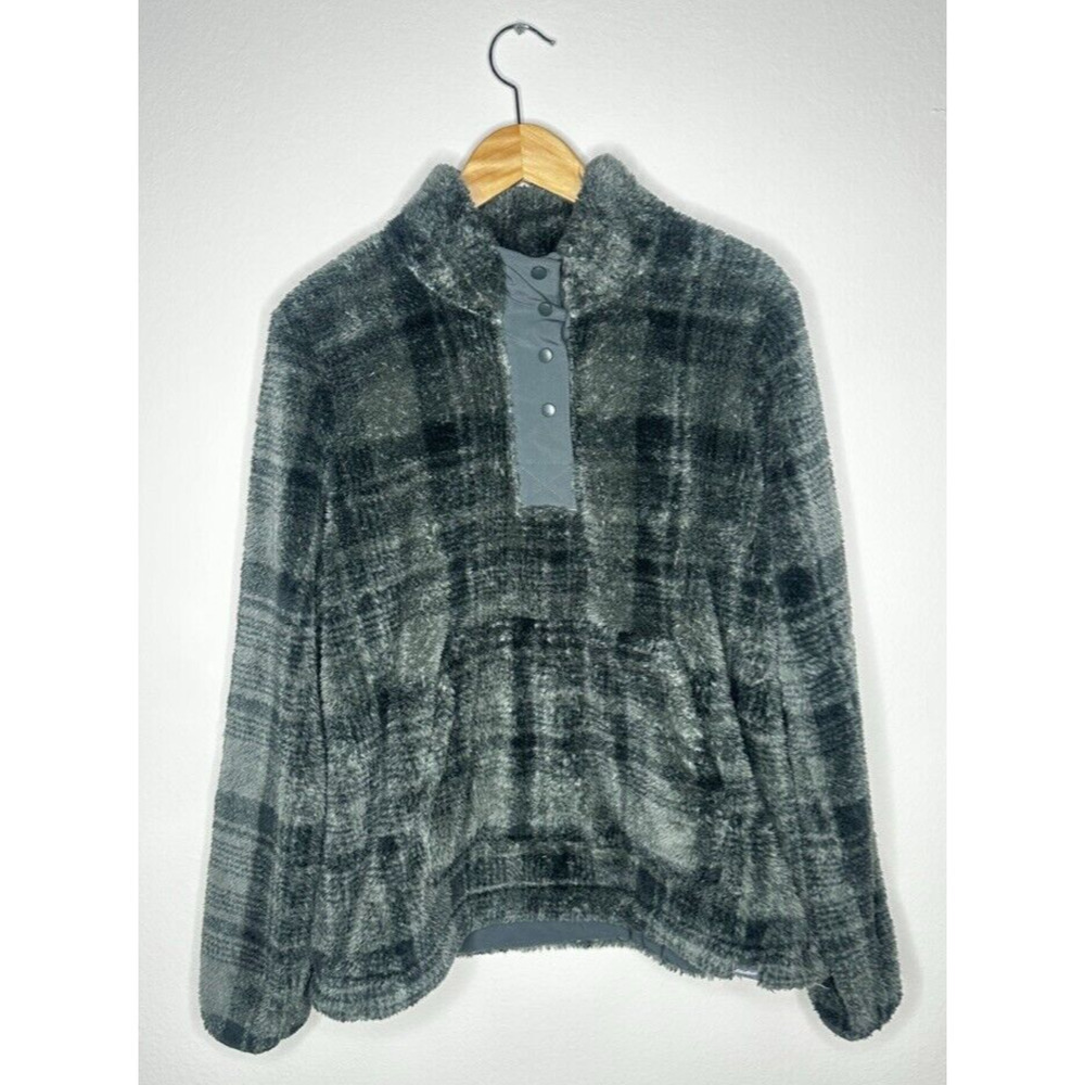 Eddie Bauer Sweater Womens Large Green Snap Long Sleeve Mock Thermal Outdoor